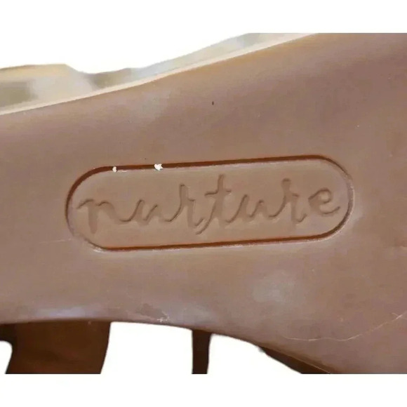 Nurture Natural Leather T-Strap Wedge Platform Sandal Heels 9 Flaw - Picture 6 of 9